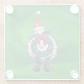 Niedliche Schafe in Weihnachtsmannmütze auf grün Glasuntersetzer (Rückseite)