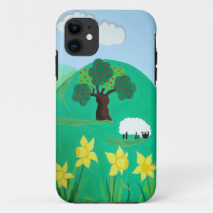 niedliche Schafe mit Baumhügeln, blauer Himmel un Case-Mate iPhone Hülle