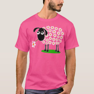 Niedliche Schafe mit Blume Wolle für Mädchen T-Shirt