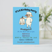 Niedliche Schafe mit Cartoon Einladung (Stehend Vorderseite)