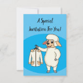 Niedliche Schafe mit Cartoon Einladung (Rückseite)