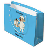 Niedliche Schafe mit Cartoon Große Geschenktüte (Rückseite Schrägansicht)
