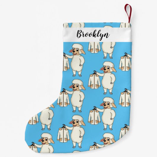 Niedliche Schafe mit Cartoon Kleiner Weihnachtsstrumpf (Rückseite)