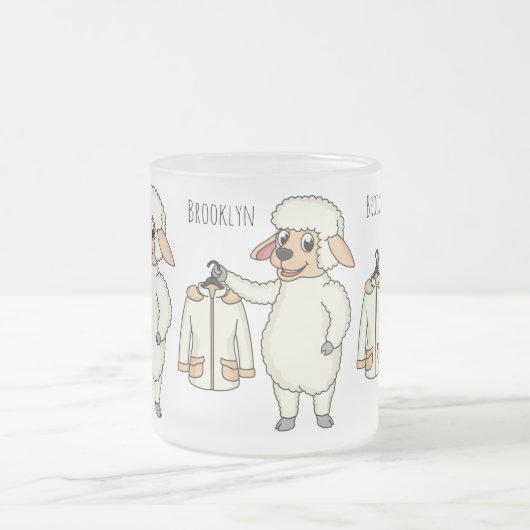 Niedliche Schafe mit Cartoon Mattglastasse (Mittel)