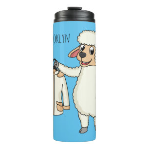 Niedliche Schafe mit Cartoon Thermosbecher