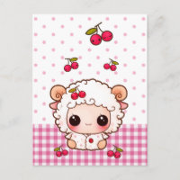 Niedliche Schafe mit Kawaii-Kirschen