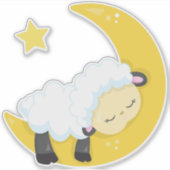 Niedliche Schafe, Schlafschaf, Mond, Sterne, schlä Aufkleber (Vorderseite)