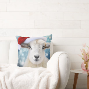 Niedliche Schafe tragen Red Hat Weihnachten Kissen