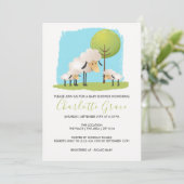 Niedliche Schafe und Lämmer Personalisierte Zweibe Einladung (Stehend Vorderseite)