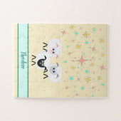 Niedliche Schafe und Sterne Mit Monogramm Kinderpu Puzzle (Horizontal)