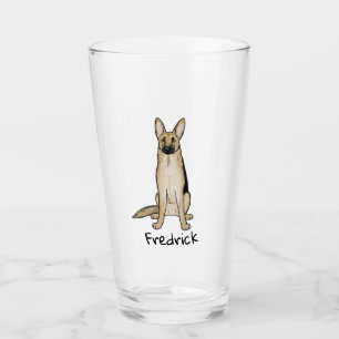 Niedliche Schäferhund-HundeCartoon-Gewohnheit Glas