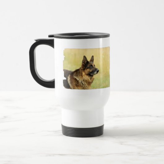 Niedliche Schäferhund-Plastikreise-Tasse Reisebecher (Links)