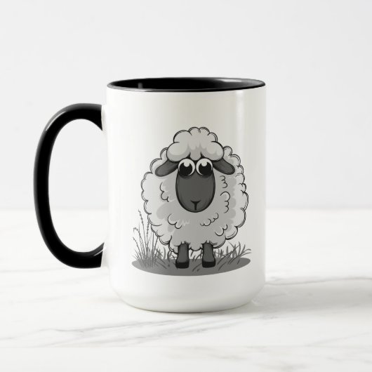 niedliche Schaffrau fügt Text hinzu Tasse (Links)