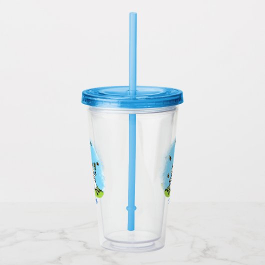 Niedliche Schaffreunde und Schmetterlinge Cartoon Acryltrinkbecher (Rechts)