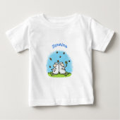 Niedliche Schaffreunde und Schmetterlinge Cartoon Baby T-shirt (Vorderseite)