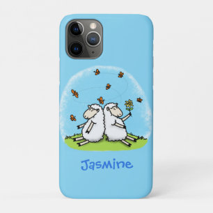 Niedliche Schaffreunde und Schmetterlinge Cartoon Case-Mate iPhone Hülle