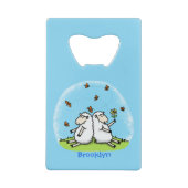 Niedliche Schaffreunde und Schmetterlinge Cartoon Geldbeutel Flaschenöffner (Rückseite)