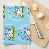 Niedliche Schaffreunde und Schmetterlinge Cartoon Geschirrtuch (Viertel Falte)