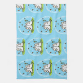 Niedliche Schaffreunde und Schmetterlinge Cartoon Geschirrtuch (Vertikal)