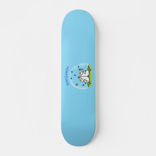 Niedliche Schaffreunde und Schmetterlinge Cartoon Skateboard (Vorne)
