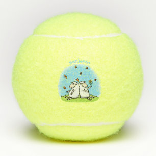 Niedliche Schaffreunde und Schmetterlinge Cartoon Tennisbälle