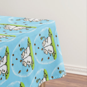 Niedliche Schaffreunde und Schmetterlinge Cartoon Tischdecke
