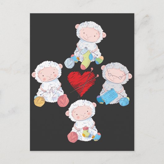 Niedliche Schafgarne Knittersocken Crochet Großmut Postkarte (Vorderseite)