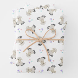 Niedliche Schafskinder Farm Tiere Barnyard Geburts Geschenkpapier Set