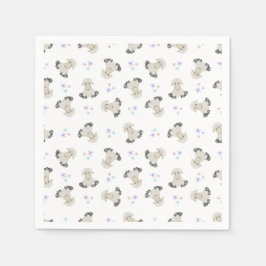 Niedliche Schafskinder Farm Tiere Barnyard Geburts Serviette