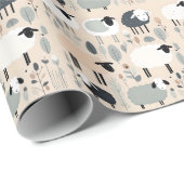 Niedliche Schafspelzen Beige Farben Minimal Geschenkpapier (Rolleneckpunkt)
