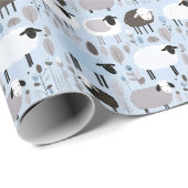 Niedliche Schafspelzen Blaue Farben minimal Geschenkpapier (Rolleneckpunkt)