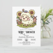 Niedliche Schafspuffdusche Einladung (Stehend Vorderseite)