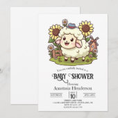 Niedliche Schafspuffdusche Einladung (Vorne/Hinten)