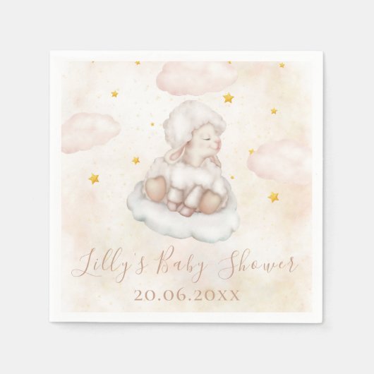 Niedliche Schafspuppe Pinky Dust star Babydusche Serviette (Vorderseite)