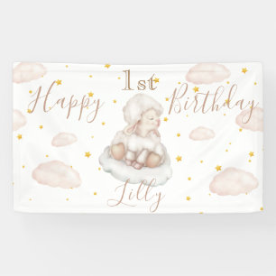 Niedliche Schafsterne pinky Wolken Lamm Happy Gebu Banner