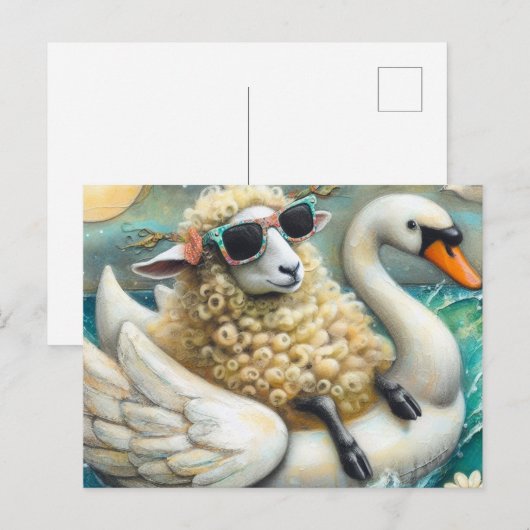 Niedliche Schafswan Floatie Postkarte (Vorne/Hinten)