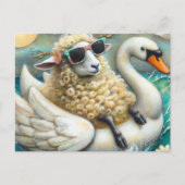 Niedliche Schafswan Floatie Postkarte (Vorderseite)