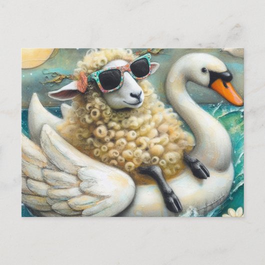 Niedliche Schafswan Floatie Postkarte (Vorderseite)