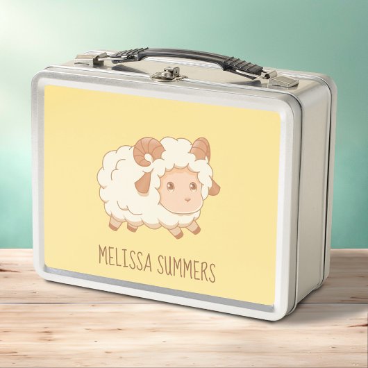 Niedliche Schaftrast auf Gelb Metall Brotdose