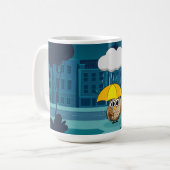 Niedliche Schale mit Regenschirm am Regentag Kaffeetasse (Vorderseite Links)