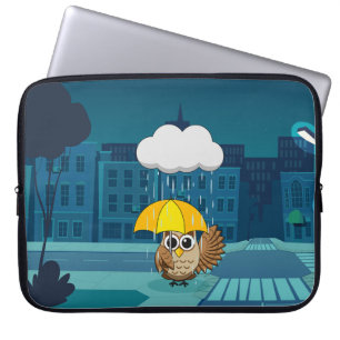 Niedliche Schale mit Regenschirm am Regentag Laptopschutzhülle