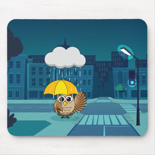 Niedliche Schale mit Regenschirm am Regentag Mousepad (Vorne)