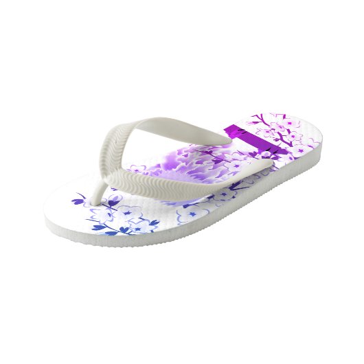 Niedliche Schale und Kirschblossom Rosa Lila Kinderbadesandalen (Schrägansicht)