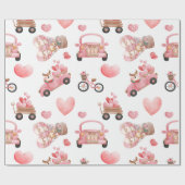 Niedliche Schalen am Valentinstag Autos rosa Herze Geschenkpapier (Flach)