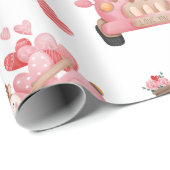 Niedliche Schalen am Valentinstag Autos rosa Herze Geschenkpapier (Rolleneckpunkt)