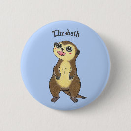Niedliche Schaltfläche Meerkat Cartoon Blue Button