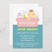 Niedliche Schaumbad-Baby-Jungen-Dusche Einladung (Vorne/Hinten)