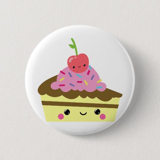 Niedliche Scheibe des Kawaii Eiscreme-Kuchens Button (Vorderseite)
