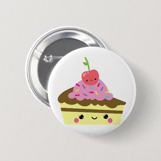 Niedliche Scheibe des Kawaii Eiscreme-Kuchens Button (Vorne & Hinten)