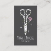 Niedliche Schere Zeichnend Elegant Dark Hair Styli Visitenkarte (Vorderseite)